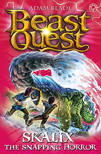 "Book cover with a boy fighting a large green and blue monster."