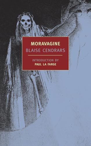 Book cover with skeletal figure and red title: "MORAVAGINE" by Blaise Cendrars.