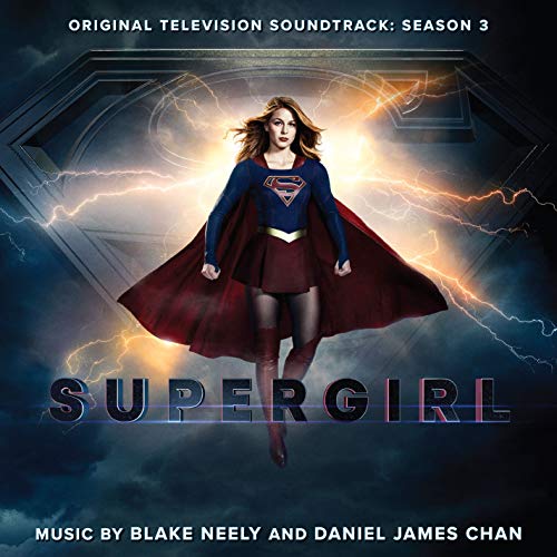Supergirl Season 3 soundtrack CD cover featuring the superhero in flight.