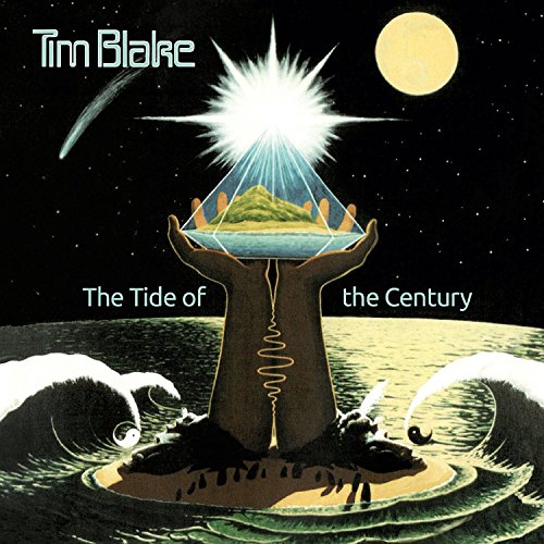 "Album cover art: surreal illustration of hands holding an island, surrounded by waves."