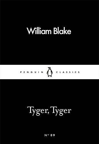 Black book cover with white text, featuring "William Blake" and "Tyger, Tyger" on a simple design.