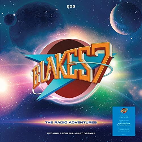 “Blakes 7” vinyl record cover with space nebula background and logo.