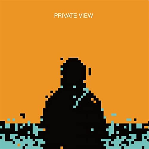 Orange album cover with a pixelated silhouette of a seated person.
