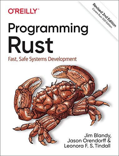 Book cover: "Programming Rust" with a crab illustration.