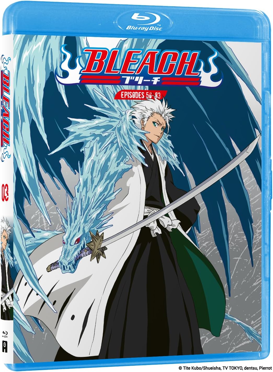 Bleach Blu-ray cover featuring a man with a sword and a blue dragon.