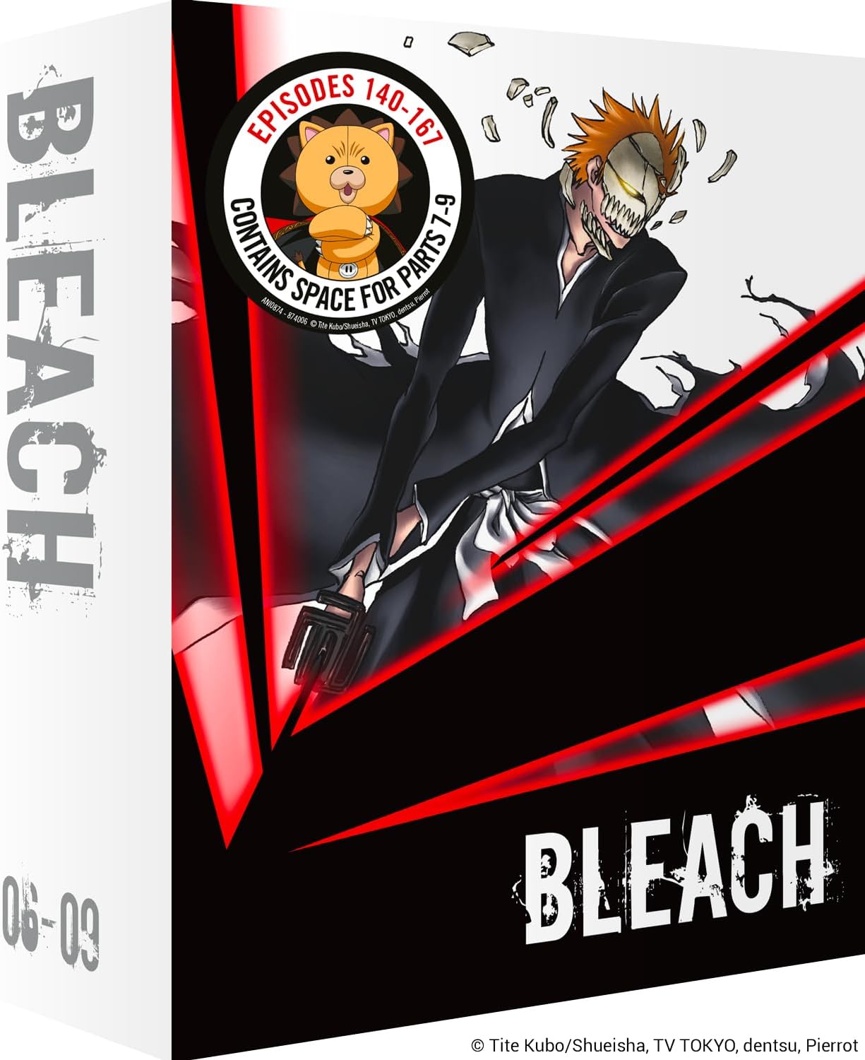 “Bleach” Blu-ray box set cover featuring Ichigo and Kon, episodes 140-167.