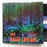 Vinyl album cover with a vibrant, abstract forest scene and bold text.
