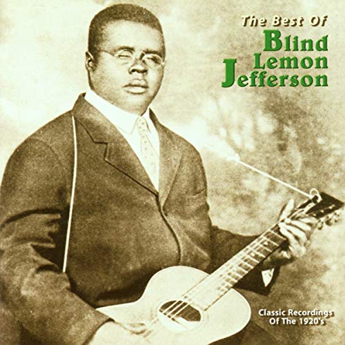 Blind Lemon Jefferson portrait with guitar, album cover for "The Best Of.