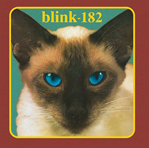 Blink-182 album cover featuring a close-up of a Siamese cat’s face.