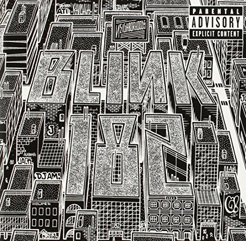 Blink-182 “Neighborhoods” CD cover: black and white cityscape illustration.