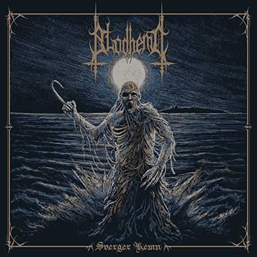 Album cover: skeletal figure rising from water under a full moon.