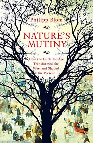 Book cover: “Nature’s Mutiny” with a winter scene and bare tree.