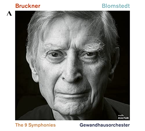 Black and white portrait of Herbert Blomstedt with text: Bruckner, The 9 Symphonies.