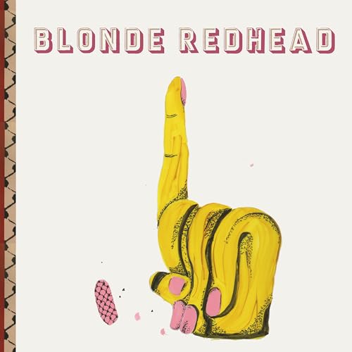 Album cover for Blonde Redhead featuring a yellow snake and pink spots.