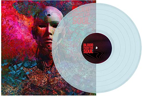 Vinyl record with album art featuring a man with cybernetic implants.