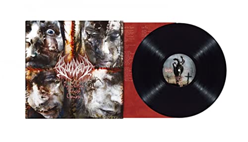 Bloodbath vinyl record and cover art featuring four distorted faces and a black disc.