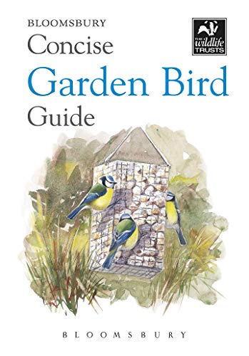 Book cover: "Concise Garden Bird Guide" with painted birds and birdhouse.