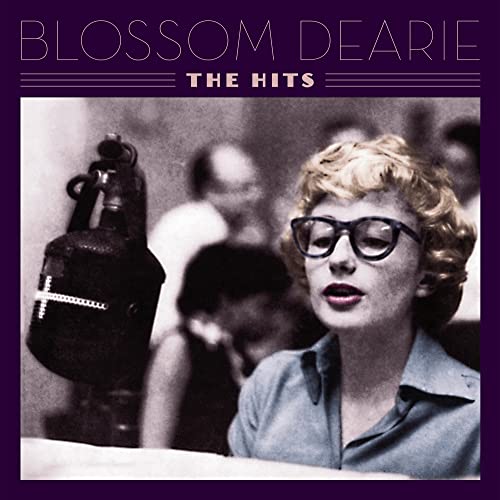 Blossom Dearie album cover featuring a vintage microphone and portrait.