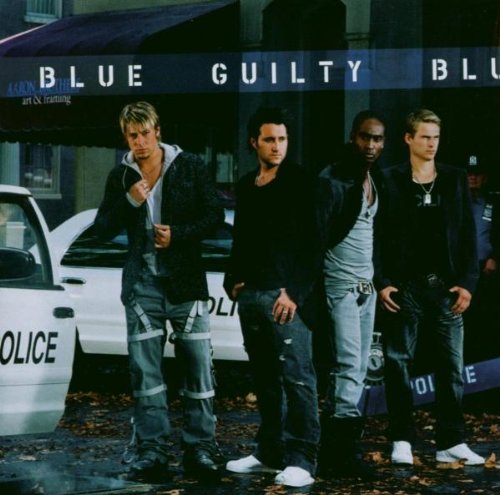 CD cover for Blue’s “Guilty” album featuring four men and a police car.