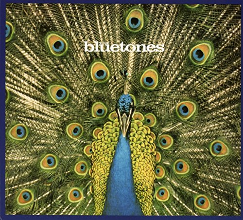 Album cover for Bluetones’ “Expecting To Fly” featuring a peacock’s plumage.