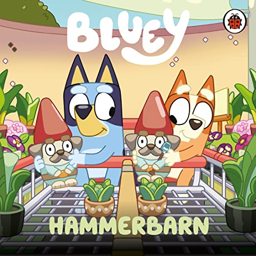 Bluey, Bingo, and friends with plants on a shopping cart.