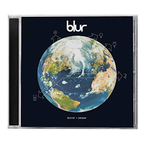 Blur “Bustin’ + Dronin’” CD case with a globe and astrological symbols.