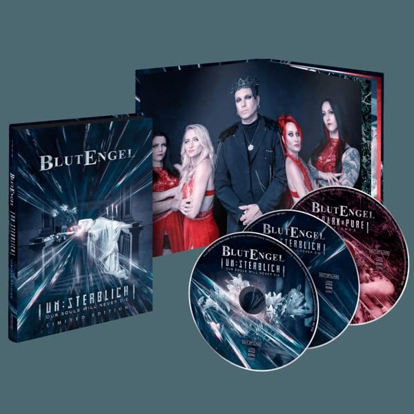 Blutengel “Unsterblich” 3CD digibook with band members and discs.