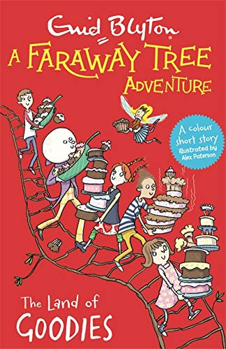 Book cover: children climbing ladders with cakes in a red landscape.