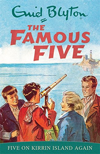 Book cover illustration of four children looking through a telescope towards a distant island.