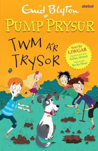 Book cover with cartoon children, a dog, and bright yellow background.