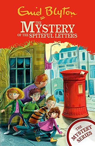 Book cover: children investigating near a red postbox and houses.