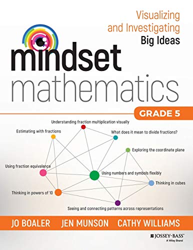 Grade 5 mathematics textbook cover with colorful network diagram.