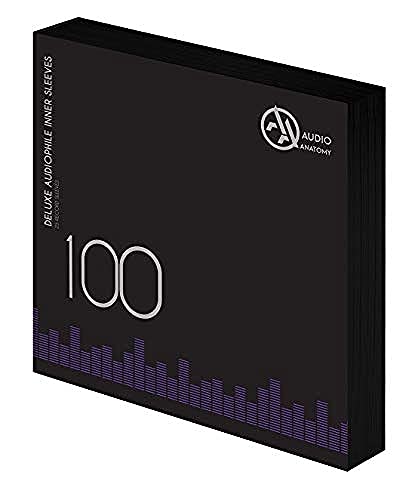 Black box of 100 vinyl record inner sleeves with white text and graphics.
