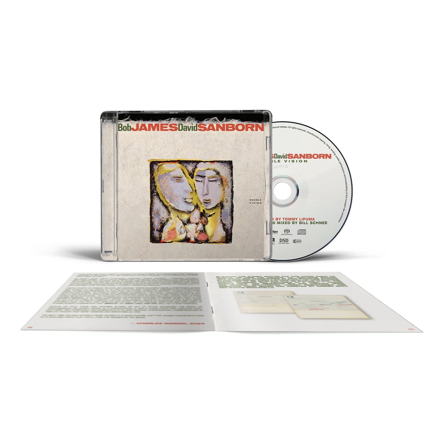CD case with abstract portrait and open booklet, featuring Bob James & David Sanborn.