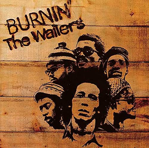 Album cover for Bob Marley & The Wailers' "Burnin'," featuring portraits.