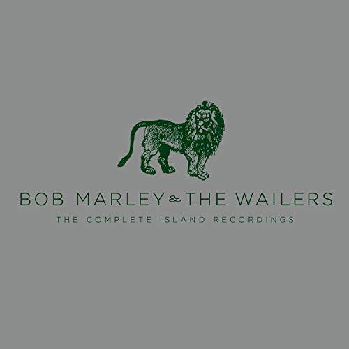 A green lion illustration above the text Bob Marley & The Wailers on grey.