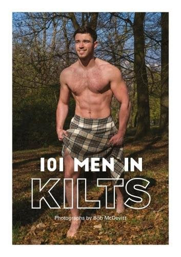Book cover featuring a shirtless man in a kilt standing in woods.