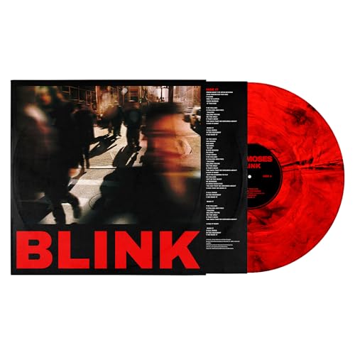 Bob Moses "Blink" vinyl record with red swirl pattern and blurred cover art.