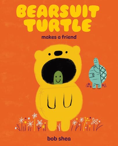 Orange book cover with a bear-suited turtle and a blue friend.