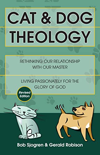 Book cover with cat, dog, and text: "Cat & Dog Theology.