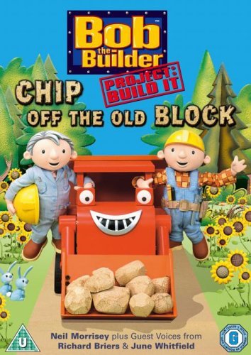 Bob the Builder DVD cover featuring Bob, Scoop, and Lofty with building blocks.