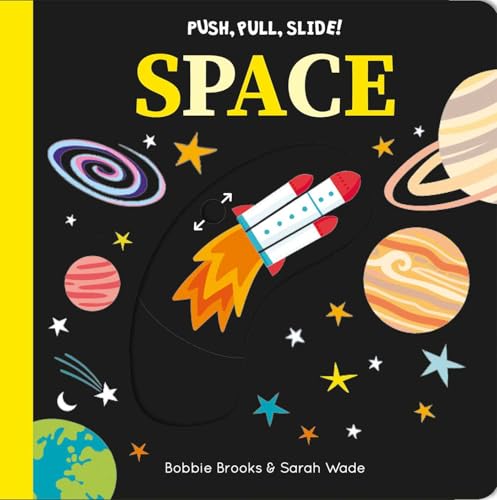 Book cover with a red rocket ship launching into a starry space scene.