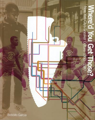 Book cover featuring vintage photos of people wearing sneakers and graphic lines.