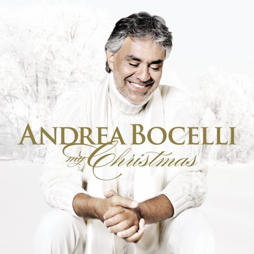 Andrea Bocelli album cover, "My Christmas," with a snowy background.