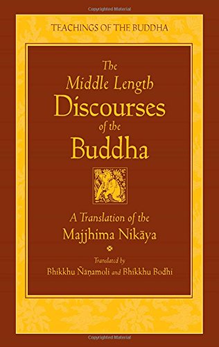 Book cover titled The Middle Length Discourses of the Buddha with a gold elephant illustration.