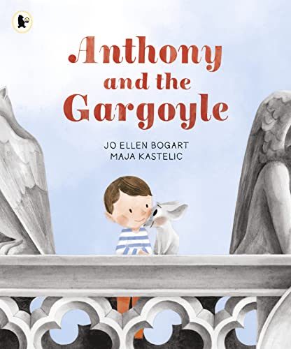 Book cover: boy with rabbit near a stone gargoyle.