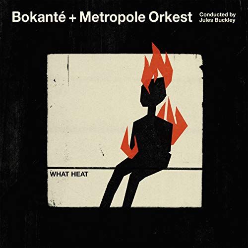 Album cover for Bokanté & Metropole Orkest’s “What Heat,” featuring a silhouetted figure.