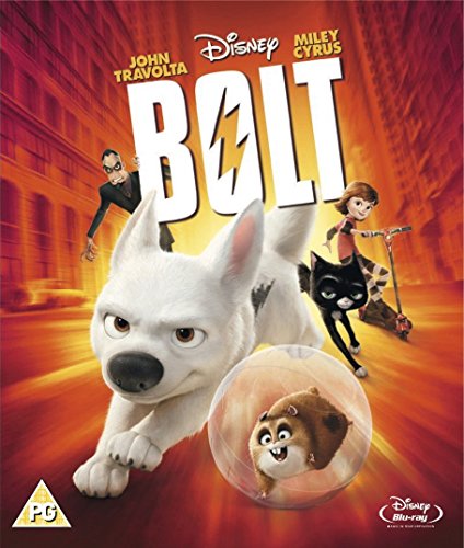 Bolt" Blu-ray cover featuring a white dog with large ears and brown eyes.