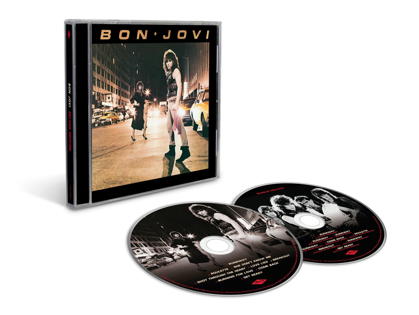 Bon Jovi self-titled CD with band image and two additional discs.