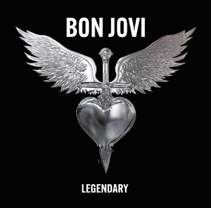 Bon Jovi “Legendary” album cover: winged heart and sword on black.